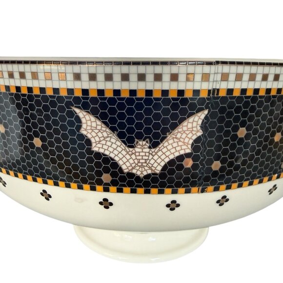 Anthropologie The Bistro Tile Stoneware Candy Bowl Halloween Edition NEW - Picture 6 of 12